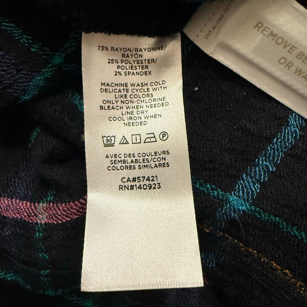 LOFT Plaid Shirt Dress Women’s Button Front Long Sleeve Black Multicolor NWT Med - Picture 6 of 6